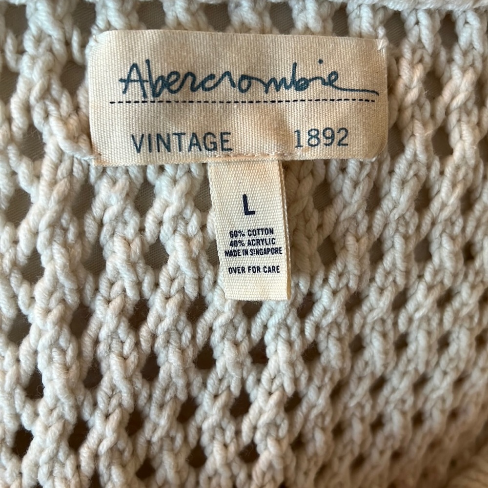 Abercrombie & Fitch Cream Knit Button Up Hooded Cardigan Womens Large - Picture 4 of 5